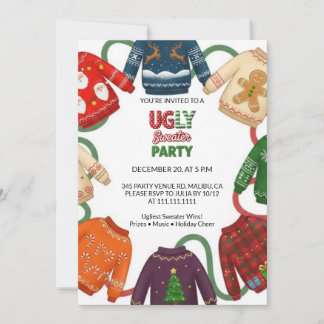 Whimsical Ugly Sweater Holiday Christmas Party  Einladung