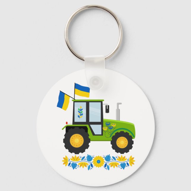 Whimsical Ukraine Traktor Schlüsselanhänger (Vorderseite)