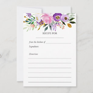 Whimsical Ultraviolet Gold Pink Floral Rezept Card
