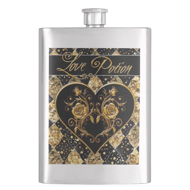 Whimsical und Elegant Goth Liebe Potion Flachmann (Vorderseite)