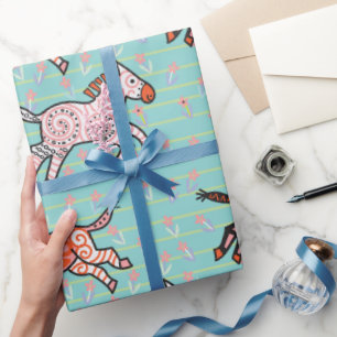 Whimsical und spielerisch stilisierte Zebras Geschenkpapier