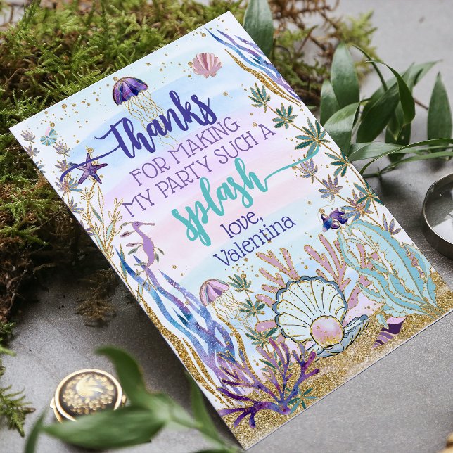 Whimsical Under Sea Birthday Party Script Dankeskarte (Von Creator hochgeladen)