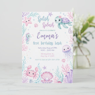 Whimsical Under the Sea Erster Geburtstag Feier Einladung