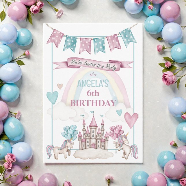 Whimsical Unicorn Castle Birthday  Invitation Einladung (Von Creator hochgeladen)