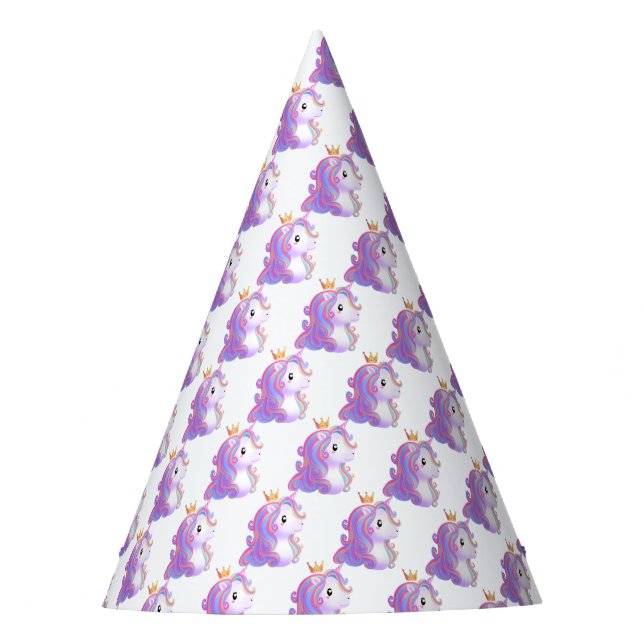 Whimsical Unicorn Geburtstag Partyhütchen (Vorderseite)