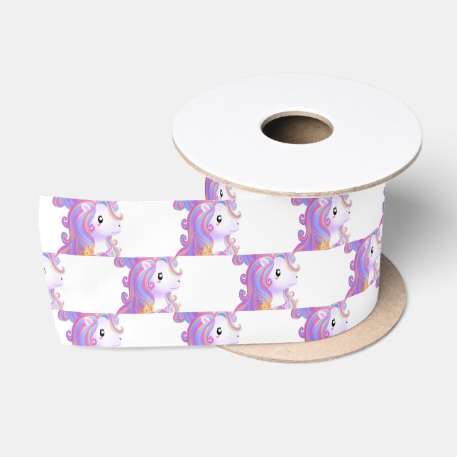 Whimsical Unicorn Geburtstag Satinband (Spule)