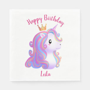 Whimsical Unicorn Geburtstag Serviette
