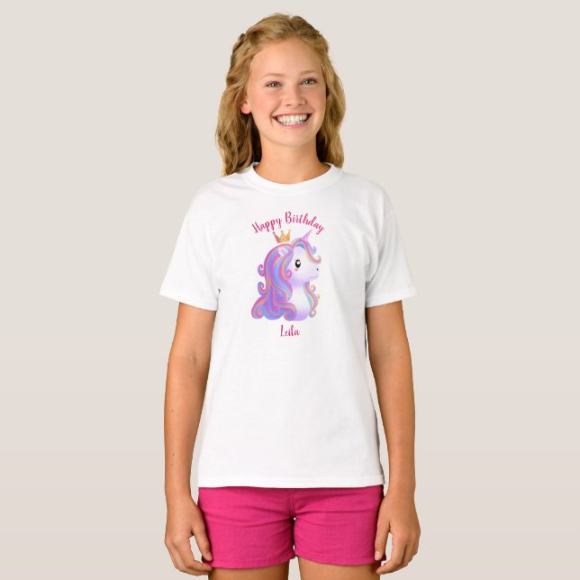 Whimsical Unicorn Geburtstag T-Shirt (Vorne ganz)