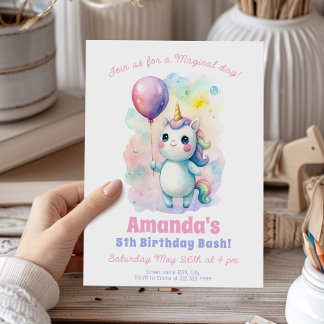 Whimsical Unicorn Geburtstagsfeier Einladung
