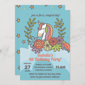 Whimsical Unicorn Geburtstagsparty Einladung