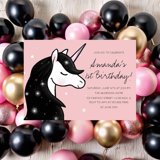 Whimsical Unicorn Girl Birthday Party Einladung (Von Creator hochgeladen)