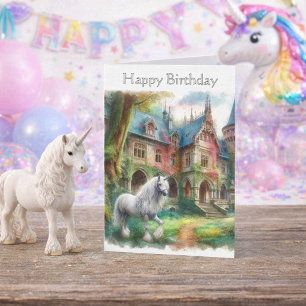 Whimsical Unicorn Girls Geburtstags Grußkarte Karte