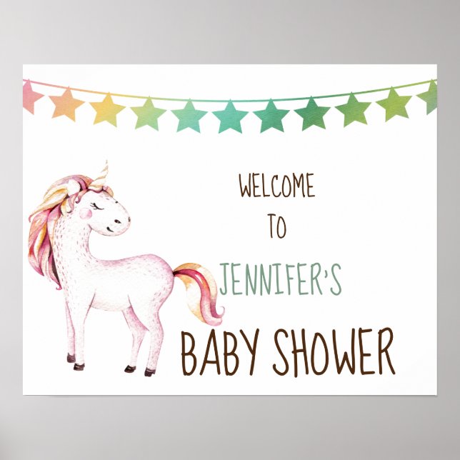 Whimsical Unicorn - individualisierbares Baby Dusc Poster (Vorne)