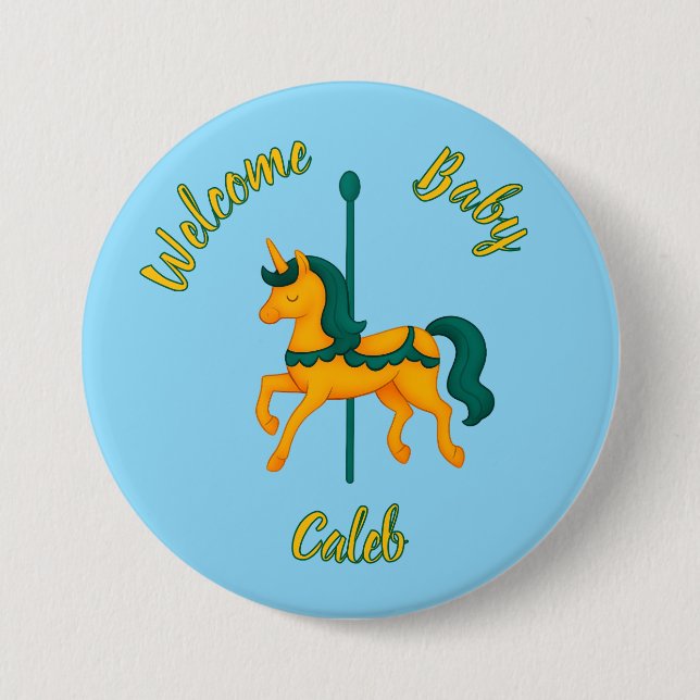 Whimsical Unicorn Kinderdusche/einfach Button (Vorderseite)