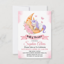 Whimsical Unicorn Moon Baby Shower For Baby Girl Dankeskarte