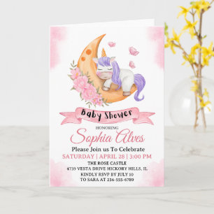 Whimsical Unicorn Moon Baby Shower for Baby Girl Karte
