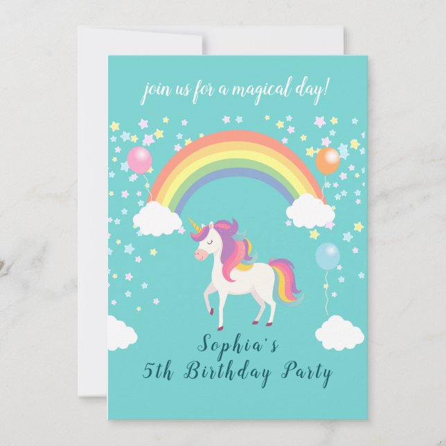 Whimsical Unicorn Party Einladung (Vorderseite)