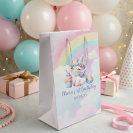 Whimsical Unicorn Rainbow Birthday Party Geschenkt Mittlere Geschenktüte