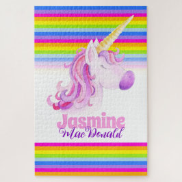 Whimsical unicorn Regenbogenstreifen Puzzle