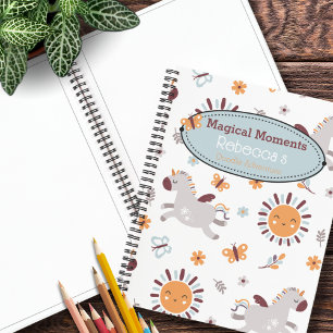 Whimsical Unicorn & Sun Kids Name Sketchbook Notizbuch