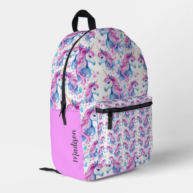 Whimsical Unicorns Niedlich Personalisiert Bedruckter Rucksack (Rückseitige Ecke links)