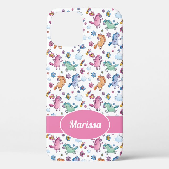 Whimsical Unicorns und Helle Hübsche Blume Case-Mate iPhone Hülle (Rückseite)
