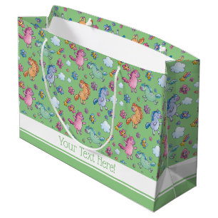 Whimsical Unicorns und Helle Hübsche Blume Große Geschenktüte
