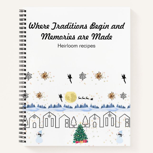 Whimsical Urlaub Thema Spiralrezeptur Notebook Notizbuch (Vorderseite)