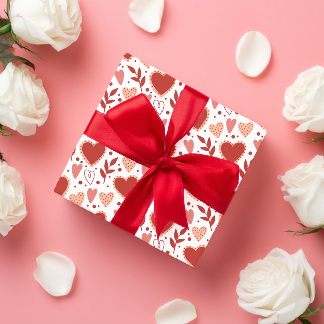 Whimsical Valentine Herzmuster Geschenkpapier (Whimsical Valentine Heart Pattern Wrapping Paper)