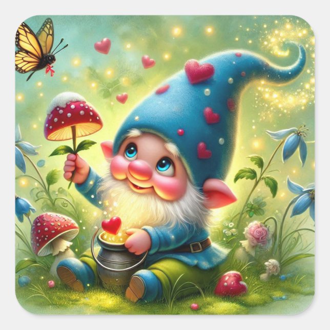 Whimsical Valentine's Day Gnome Sticker (Vorderseite)