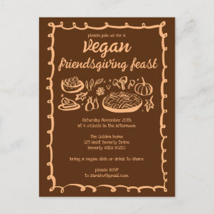 Whimsical VEGAN Erntedank Friendsgiving CUSTOM Postkarte