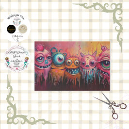Whimsical Vibrancal Colored Monsters Decoupage Seidenpapier