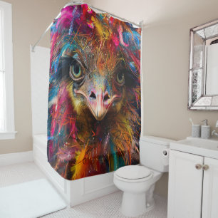 Whimsical Vibrancal Colored Wackadoodle Ostrich Bi Duschvorhang