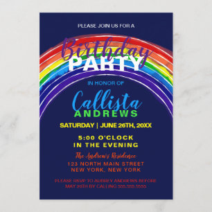 Whimsical Vibrancal Rainbow Watercolor Geburtstag Einladung