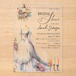 Whimsical Viktorianisch Wedding Dress Brautparty Acryleinladungen