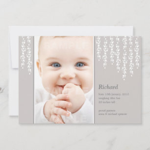 Whimsical Vines Birth Announction Grau Card Ankündigung