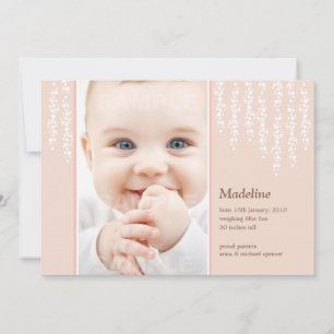 Whimsical Vines Geburtsankündigung Pink Card Ankündigung