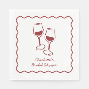 Whimsical Vino Before Vows Burgunder-Junggesellinn Serviette