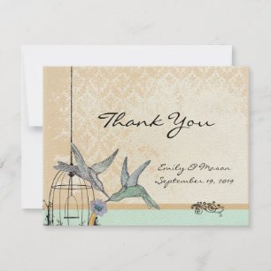 Whimsical Vintag Bird Cage Wedding Card Dankeskarte