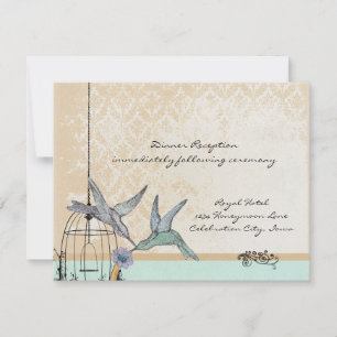 Whimsical Vintag Bird Cage Wedding Card Einladung