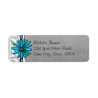 Whimsical Vintag Blue und Gray Daisy