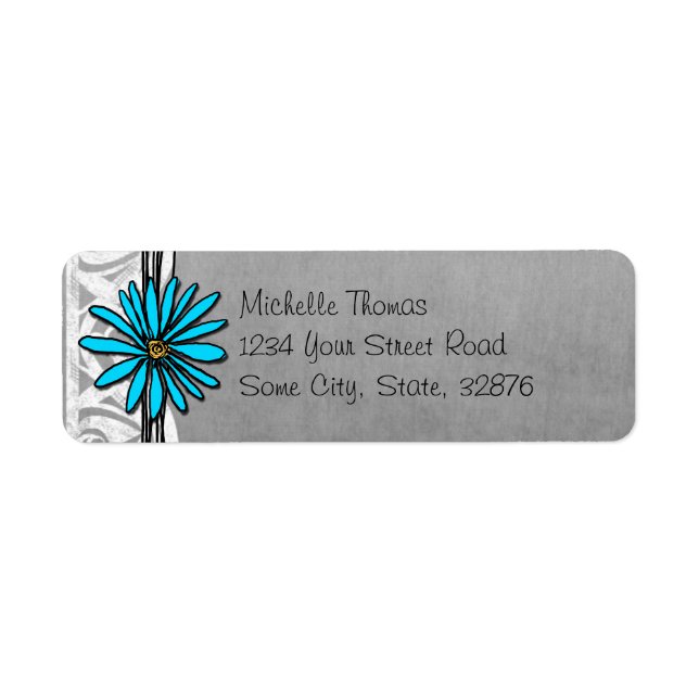 Whimsical Vintag Blue und Gray Daisy (Vorne)