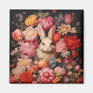 Whimsical Vintag Bunny Spring blüht Magnet