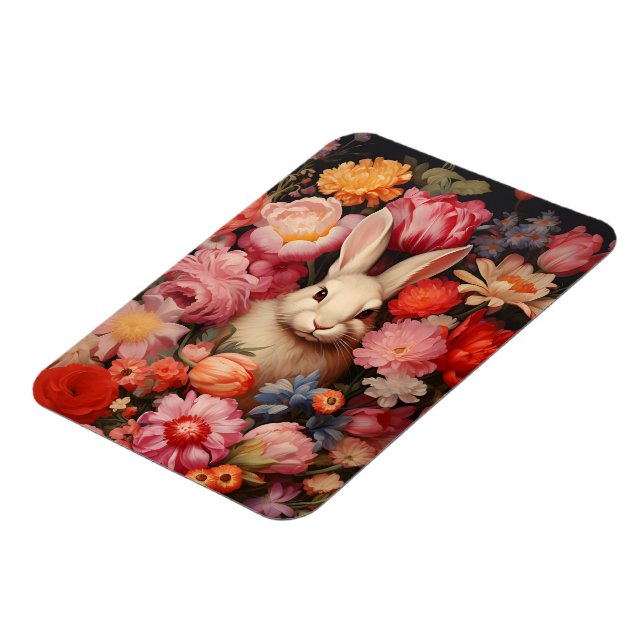 Whimsical Vintag Bunny Spring blüht Magnet (Linke Seite)