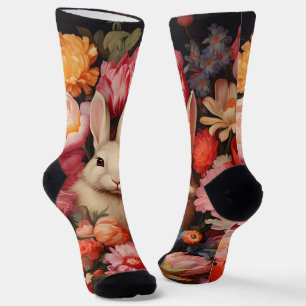 Whimsical Vintag Bunny Spring blüht Socken