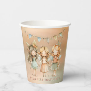 Whimsical Vintag Fairies Girl Birthday Party Pappbecher