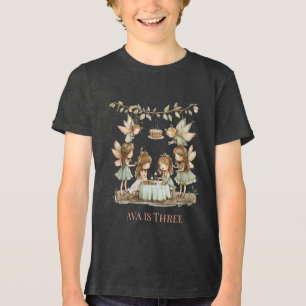 Whimsical Vintag Fairies Girl Birthday Party Tri-Blend Shirt