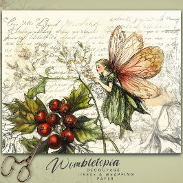 Whimsical Vintag Fairy Botanical Berry Sketche Seidenpapier