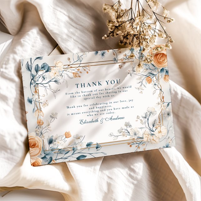 Whimsical Vintag Floral Fern Wedding Dankeskarte (Von Creator hochgeladen)