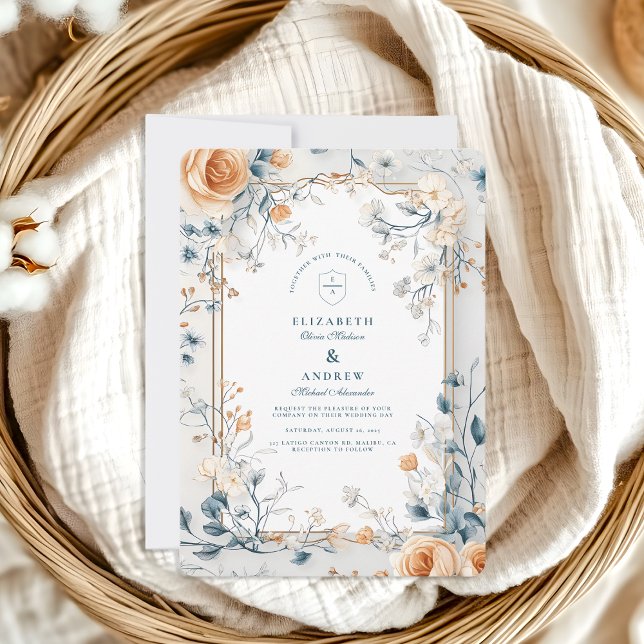 Whimsical Vintag Floral Fern Wedding Einladung (Von Creator hochgeladen)